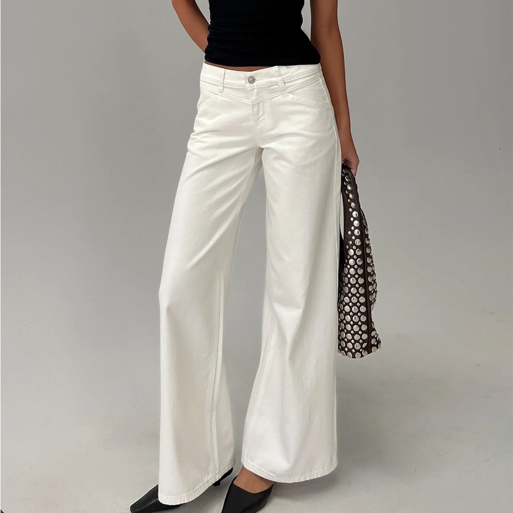 Princess Polly Catiana Cream Low Rise Flare Jeans
